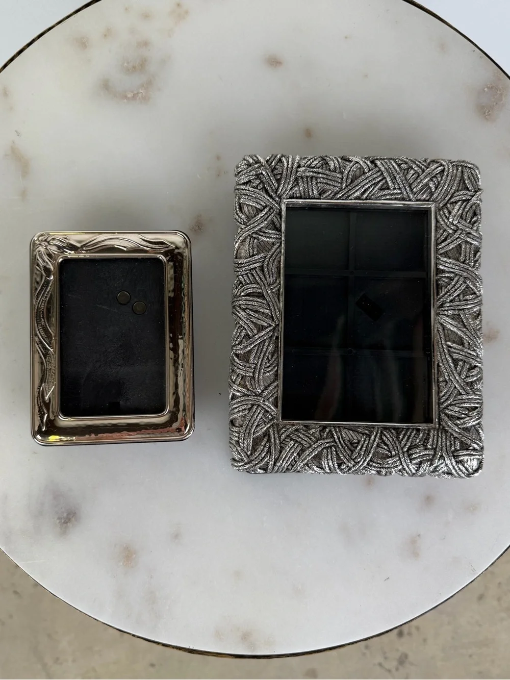 Vintage Silver Plated 925 Picture Frames Set/2 Coordinating Designs Collection